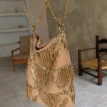 Load image into Gallery viewer, Sequined Fringe Shoulder Bag Evening Silk Clutch N6F172