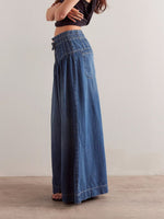 Load image into Gallery viewer, Wide Leg Relaxed Tie Waist Denim Pants Women N6C283
