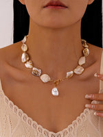 Load image into Gallery viewer, Elegant Shell Faux Pearl Geometric Necklace N6A163