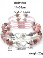 Load image into Gallery viewer, Pink Zebra Stone Beaded Mother Daughter Bracelet Set N6D527