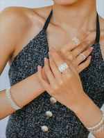 Load image into Gallery viewer, Lace Diamond Adjustable Silver Ring Women N6C002