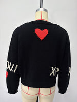 Load image into Gallery viewer, Heart Print Long Sleeve Round Neck Loose Knit Sweater N6H302
