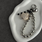 Load image into Gallery viewer, Silver Tone Beaded Keychain Minimalist Bag Charm N6G033