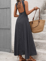 Load image into Gallery viewer, Retro Polka Dot Backless Tie Waist Midi Dress N6E167