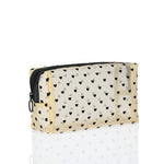 Load image into Gallery viewer, Beige Mesh Black Heart Makeup Pouch Women N6B151