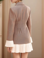 Load image into Gallery viewer, Plaid Color Block Pleated Waist Dress Women Khaki N5A691