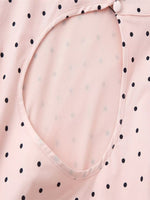 Load image into Gallery viewer, Pink Polka Dot Openwork Short Sleeve Shirt Women N6E154
