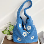 Load image into Gallery viewer, Women's Plush Floral Embroidered Tote Bag N6J218