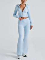 Load image into Gallery viewer, Hooded Zip-Up Sweatshirt and Pants Set Women N6D078