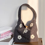 Load image into Gallery viewer, Women's Plush Floral Embroidered Tote Bag N6J218