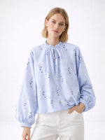 Load image into Gallery viewer, Embossed Embroidery Print Open Front Shirt Women N6C265