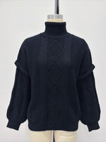 Load image into Gallery viewer, Oversized Cable Knit Turtleneck Arctic Fleece Pullover N6G182
