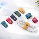 Load image into Gallery viewer, Leather Cable Organizer Pouch Set 4 Pack Cord Wrap N6G010