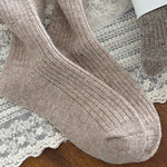 Load image into Gallery viewer, Thick Thermal Crew Socks Wool Blend Striped Cuffed M5A304