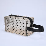 Load image into Gallery viewer, Beige Mesh Black Heart Makeup Pouch Women N6B151