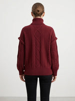 Load image into Gallery viewer, Oversized Cable Knit Turtleneck Arctic Fleece Pullover N6G182
