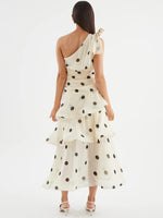 Load image into Gallery viewer, Polka Dot Off Shoulder Tiered Dress N6F032