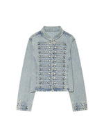 Load image into Gallery viewer, Embroidered Cropped Denim Jacket Slim Fit Women N6F193