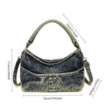 Load image into Gallery viewer, Women's Washed Gradient Denim Dumpling Shoulder Bag N6J202