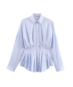 Load image into Gallery viewer, Design Pleated Poplin Shirt Women Versatile Long Sleeve N6A169