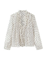 Load image into Gallery viewer, Elegant Relaxed V Neck Long Sleeve Polka Dot Blouse N6A180