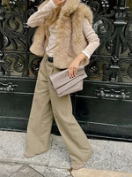 Load image into Gallery viewer, Faux Fur Vest Women Beige N5A554