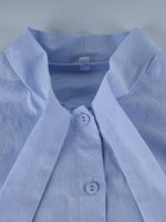 Load image into Gallery viewer, Tie Waist Scarf Collar Cotton Blouse Women Office N6A182