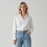 Load image into Gallery viewer, Lyocell Button Down Blouse Loose Bell Sleeve Shirt N6A136