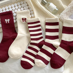 Load image into Gallery viewer, Red Stripe Sport Socks Women Cotton Mid Calf Athletic M5A292