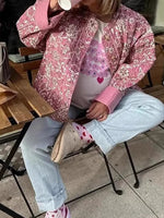 Load image into Gallery viewer, Printed Short Jacket Women Pink N5A565