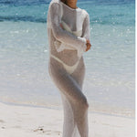 Load image into Gallery viewer, Sheer Vacation Cover-up Backless Knit Dress Women N6A058