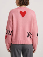 Load image into Gallery viewer, Heart Print Long Sleeve Round Neck Loose Knit Sweater N6H302