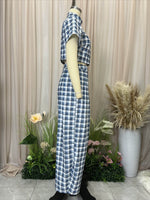 Load image into Gallery viewer, Check High Neck Crop Top and Wide Leg Pants Set N6D105