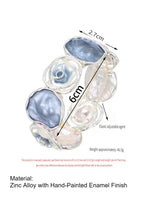 Load image into Gallery viewer, Hand-Painted Geometric Rose Stretch Bangle N6C214