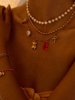 Load image into Gallery viewer, Anti Fade Bear Cherry Bow Pearl Necklace Women N6A201