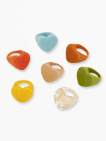 Load image into Gallery viewer, Candy Color Heart Resin Ring Vacation Style Women N6A217