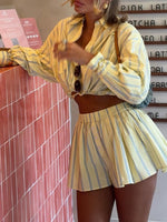 Load image into Gallery viewer, Striped Lapel Shirt and Shorts Set Women N6D109