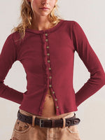 Load image into Gallery viewer, Ribbed Button Front Cardigan Women Long Sleeve N6A179