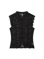 Load image into Gallery viewer, Lace Cutout Chinese Knot Round Neck Sleeveless Top N6F204