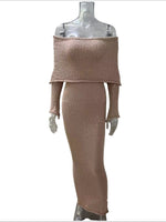 Load image into Gallery viewer, Beach Knit 1shoulder Long Sleeve Long Dress Women N6A063