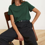 Load image into Gallery viewer, Cotton Crew Neck T-Shirt Short Sleeve Casual Top N6A149