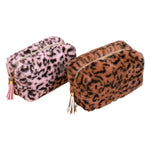 Load image into Gallery viewer, Faux Fur Leopard Makeup Bag Soft Plush Pouch S5P774