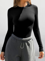 Load image into Gallery viewer, Ribbed Round Neck Long Sleeve T-Shirt Women Slim Fit N6A185