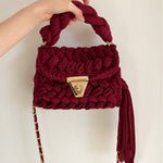 Load image into Gallery viewer, Handwoven Crochet Solid Shoulder Bag Tassel Purse N6F095