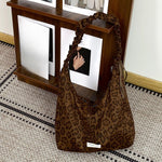 Load image into Gallery viewer, Women's Leopard Suede-Feel Dumpling Tote Bag N6J190