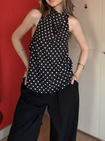 Load image into Gallery viewer, Polka Dot Halter Neck Tie-Up Top Women N6E159