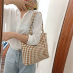 Load image into Gallery viewer, Grid Canvas Shoulder Bag Everyday Casual Tote N6F109