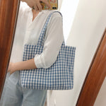 Load image into Gallery viewer, Grid Canvas Shoulder Bag Everyday Casual Tote N6F109
