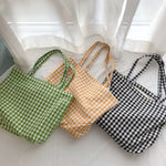 Load image into Gallery viewer, Grid Canvas Shoulder Bag Everyday Casual Tote N6F109