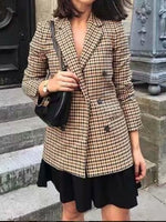 Load image into Gallery viewer, Plaid Double Breasted Blazer Women N5A751